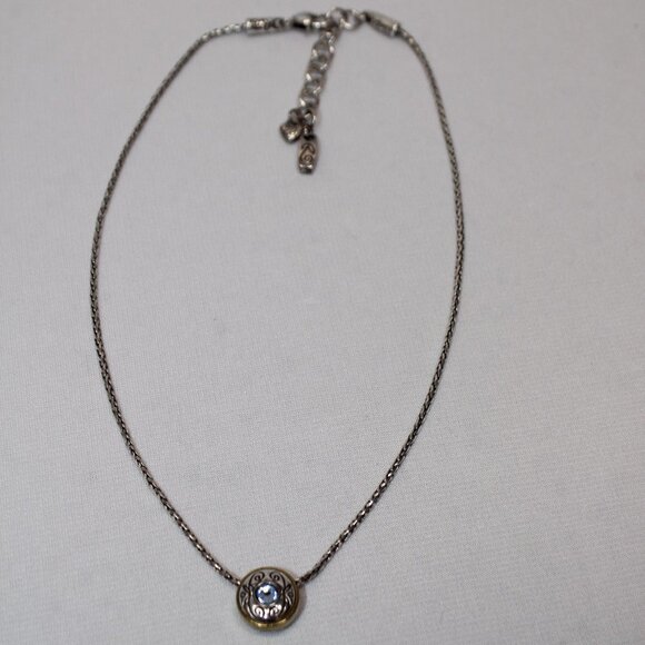 RETIRED Brighton 16"-18" Blue Crystal Round Decorative Bezel Slide Necklace - Picture 5 of 12